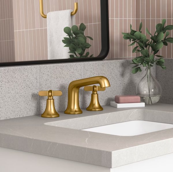 KOHLER Setra Widespread 2-Handle Bathroom Sink Faucet with Cross Handles in Gold - Image 2