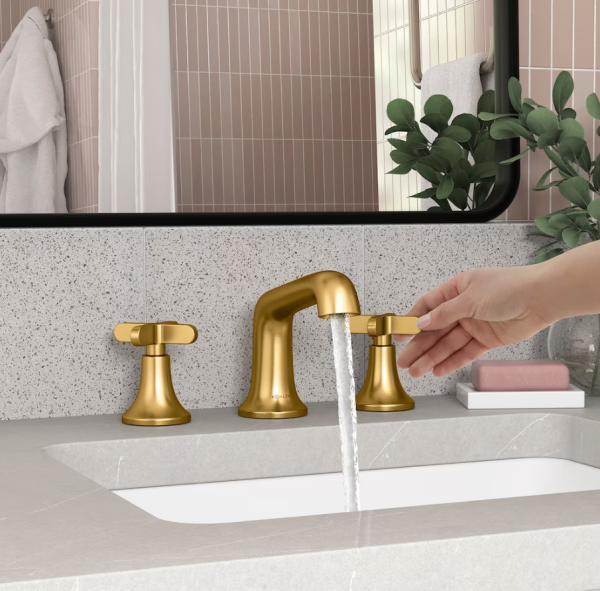 KOHLER Setra Widespread 2-Handle Bathroom Sink Faucet with Cross Handles in Gold - Image 3