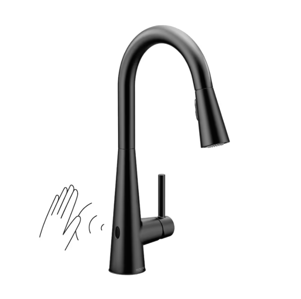 MOEN Sleek MotionSense Single-Handle Pull Down Touchless Kitchen Faucet in Matte Black