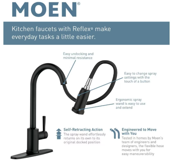 MOEN Sleek MotionSense Single-Handle Pull Down Touchless Kitchen Faucet in Matte Black - Image 2
